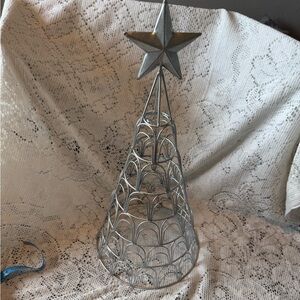 Christmas Card holder or photo holder 18.75” tall silver NWOT